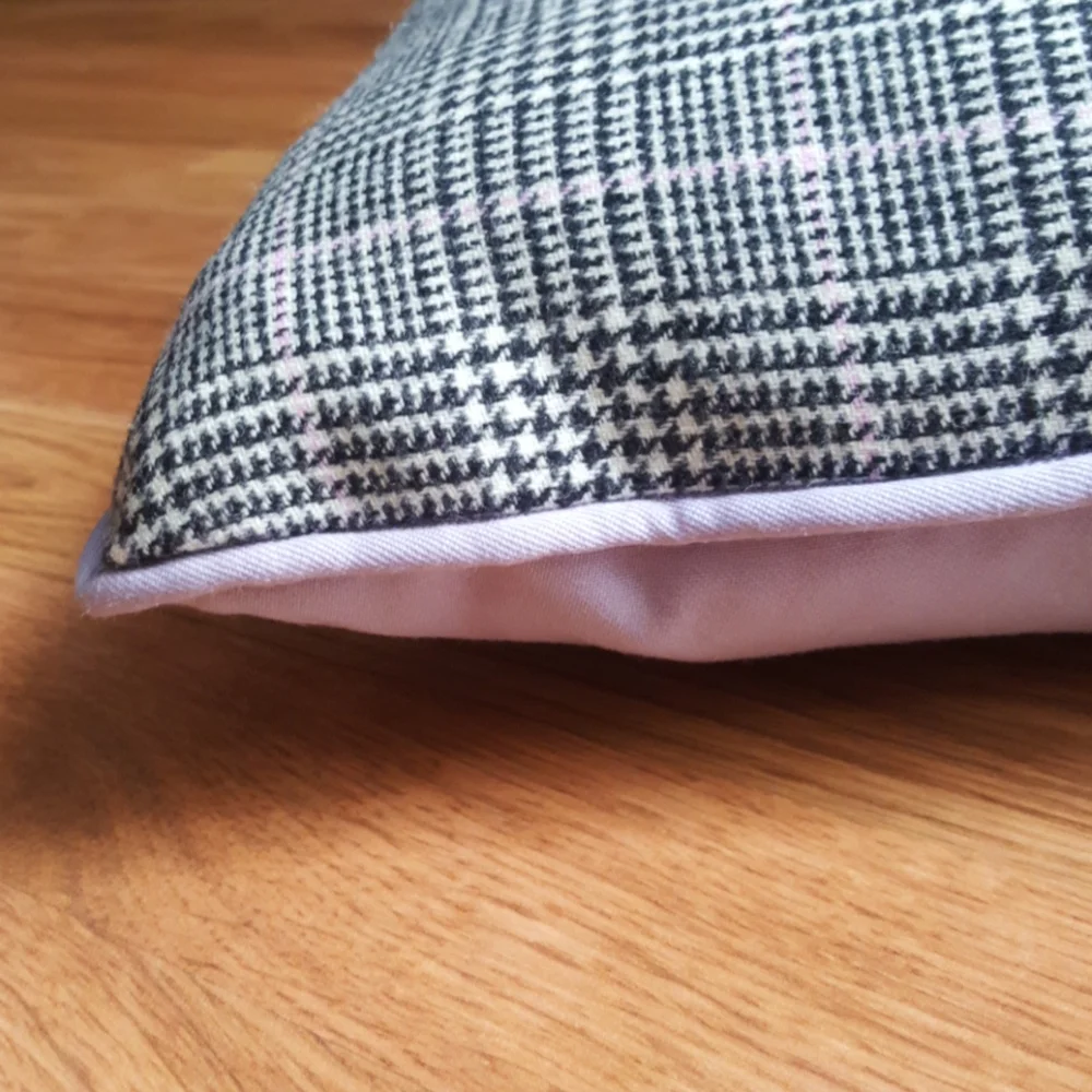 NWT, Boutique wool blend plaid and lilac pillow